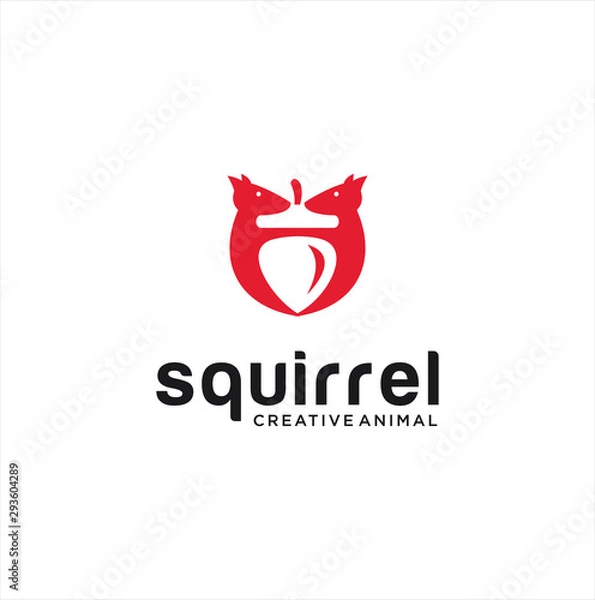 Fototapeta Squirrels Chipmunk Logo with hazelnut Design 