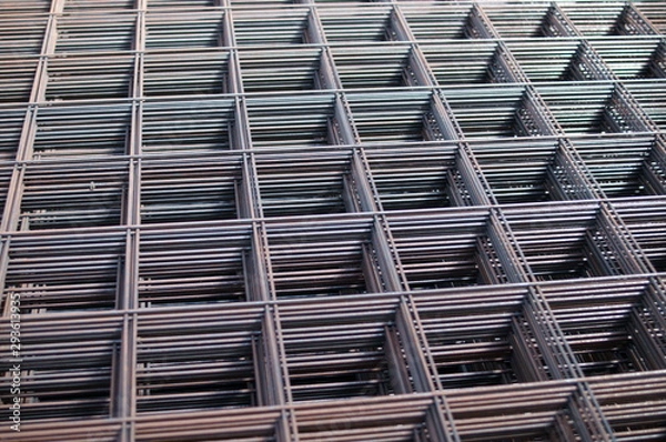 Fototapeta Wire mesh for foundation concrete work