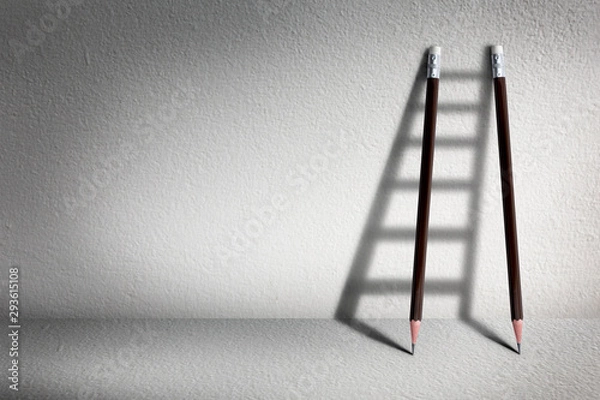 Fototapeta Stairs with pencil for effort and challenge in business to be achievement and successful concept