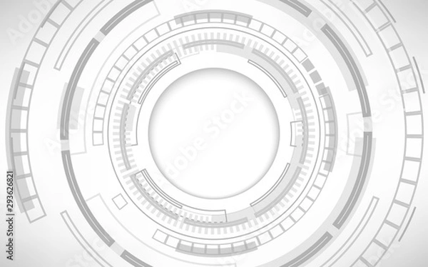 Fototapeta Gray and white geometric technology abstract background