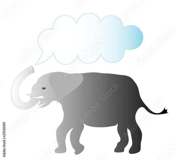 Fototapeta Grey elephant with trunk up frame for text,vector