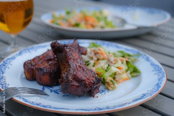 Obraz Thick ribs on a plate ready to be eaten
