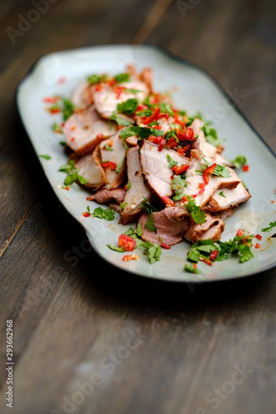 Obraz Grilled beef on a serving plate