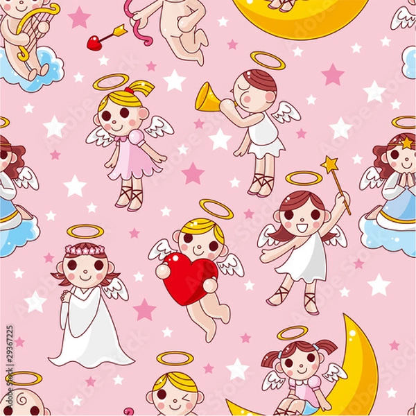 Fototapeta seamless angel pattern