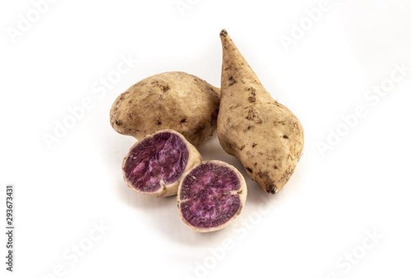 Obraz okinawan sweet potatoes on white background