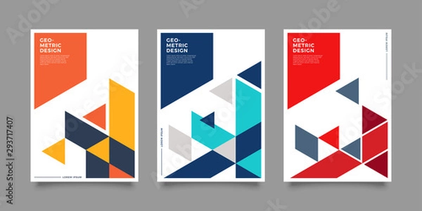Fototapeta Placard templates set with Geometric shapes, Geometric art for covers, banners, flyers and posters. Eps10 vector illustrations