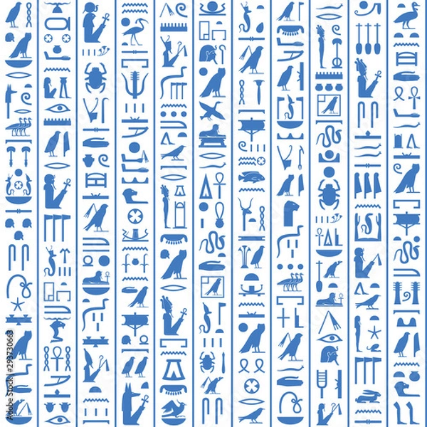 Fototapeta Hieroglyphs of Ancient Egypt dark blue