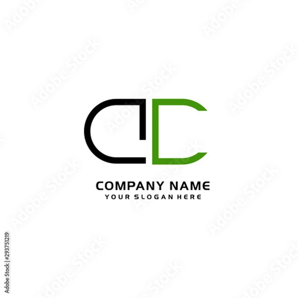 Fototapeta Icon Design Logo Letters DC Minimalist, oval-shaped logo, with colors, black, green, orange