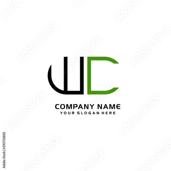 Fototapeta Icon Design Logo Letters WC Minimalist, oval-shaped logo, with colors, black, green, orange