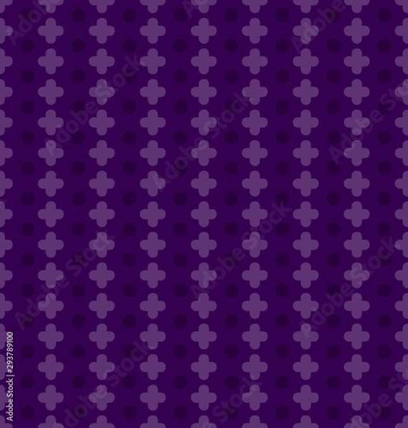 Fototapeta Vector seamless pattern with pluses and circles. Blue crossroads and circles on a blue background