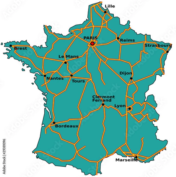 Obraz Carte des autoroutes de France