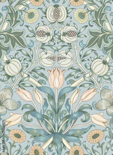 Fototapeta Floral seamless pattern. Modern seamless pattern for interior decoration, wrapping paper, graphic design and textile. Vector illustration. Backgrounds.