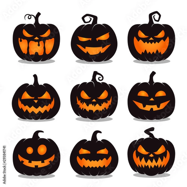 Obraz zestaw dyni halloween na białym tle