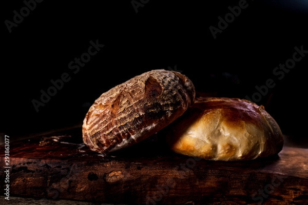 Obraz bread on black background