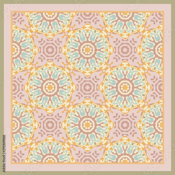 Fototapeta Creative color abstract geometric pattern, vector seamless, can be used for printing onto fabric, interior, design, textile. Scarf design.