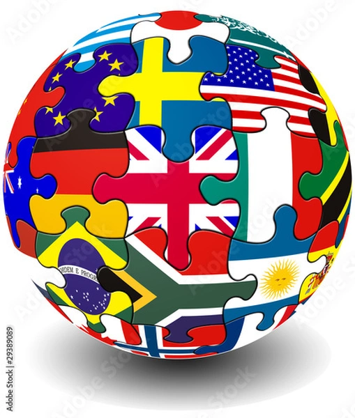 Obraz Jigsaw flag piece globe
