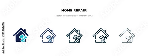 Fototapeta home repair icon in different style vector illustration. two colored and black home repair vector icons designed in filled, outline, line and stroke style can be used for web, mobile, ui