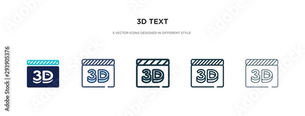 Fototapeta 3d text icon in different style vector illustration. two colored and black 3d text vector icons designed in filled, outline, line and stroke style can be used for web, mobile, ui