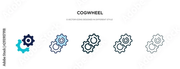 Fototapeta cogwheel icon in different style vector illustration. two colored and black cogwheel vector icons designed in filled, outline, line and stroke style can be used for web, mobile, ui