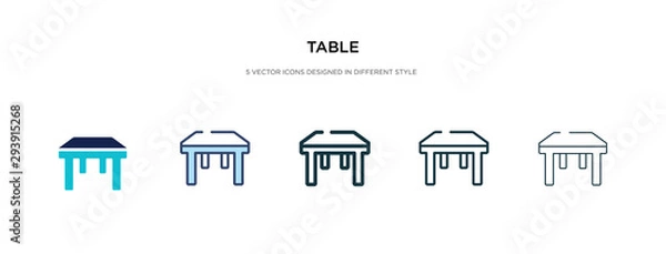Obraz table icon in different style vector illustration. two colored and black table vector icons designed in filled, outline, line and stroke style can be used for web, mobile, ui