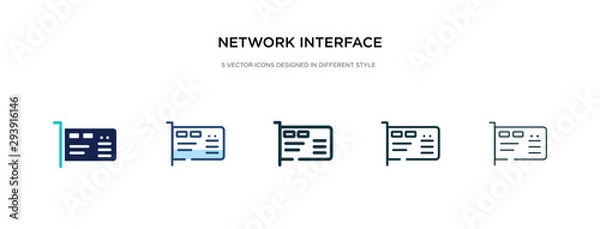 Fototapeta network interface card icon in different style vector illustration. two colored and black network interface card vector icons designed in filled, outline, line and stroke style can be used for web,