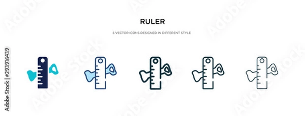Obraz ruler icon in different style vector illustration. two colored and black ruler vector icons designed in filled, outline, line and stroke style can be used for web, mobile, ui