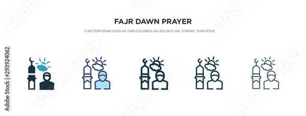 Fototapeta fajr dawn prayer icon in different style vector illustration. two colored and black fajr dawn prayer vector icons designed in filled, outline, line and stroke style can be used for web, mobile, ui