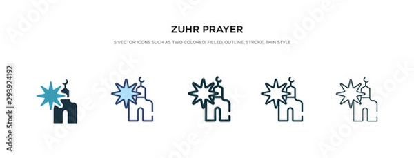 Fototapeta zuhr prayer icon in different style vector illustration. two colored and black zuhr prayer vector icons designed in filled, outline, line and stroke style can be used for web, mobile, ui