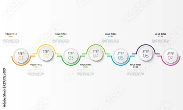 Fototapeta Business infographic element with 7 options, steps, number vector template design