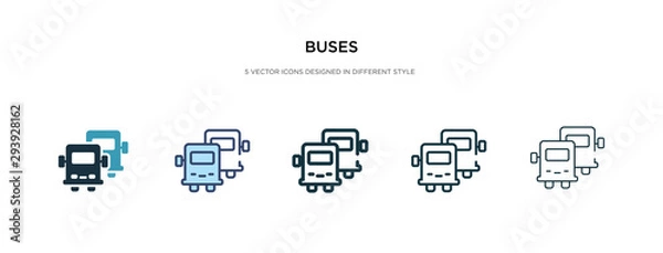 Fototapeta buses icon in different style vector illustration. two colored and black buses vector icons designed in filled, outline, line and stroke style can be used for web, mobile, ui