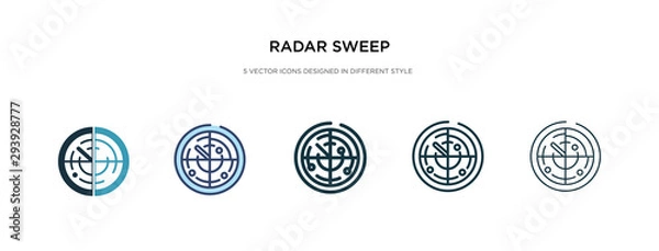 Obraz radar sweep icon in different style vector illustration. two colored and black radar sweep vector icons designed in filled, outline, line and stroke style can be used for web, mobile, ui