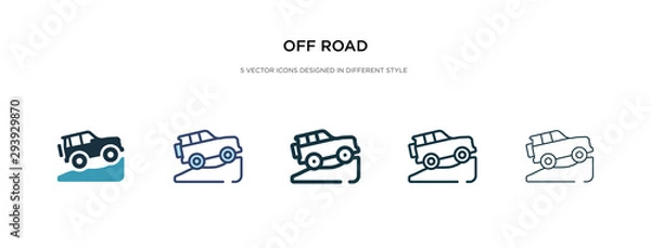 Fototapeta off road icon in different style vector illustration. two colored and black off road vector icons designed in filled, outline, line and stroke style can be used for web, mobile, ui