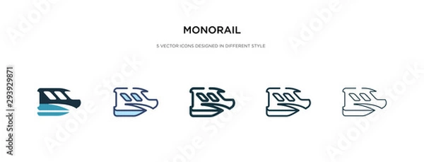 Obraz monorail icon in different style vector illustration. two colored and black monorail vector icons designed in filled, outline, line and stroke style can be used for web, mobile, ui