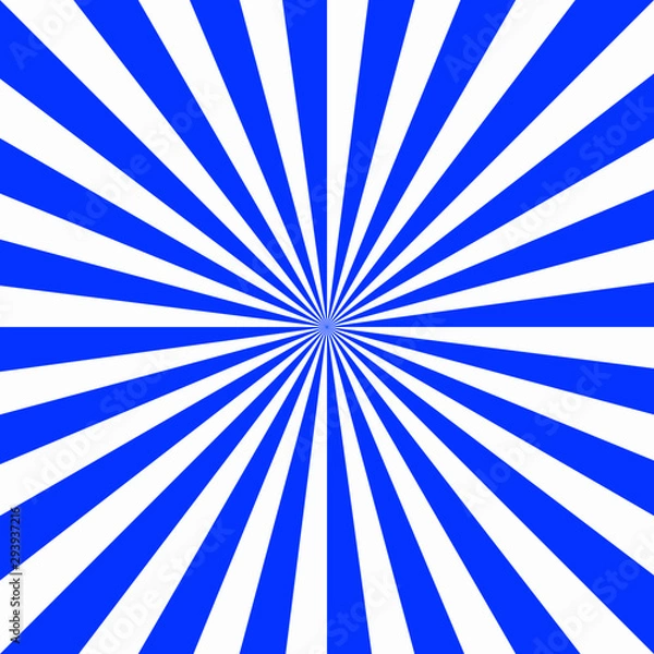 Obraz Blue & white sunburst background. Vector striped seamless pattern with diagonal concentric lines. Repeat geometric tiles. Abstract monochrome texture. Radial stripes.