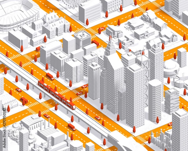 Obraz city isometric newwhite2 with 3d rendering