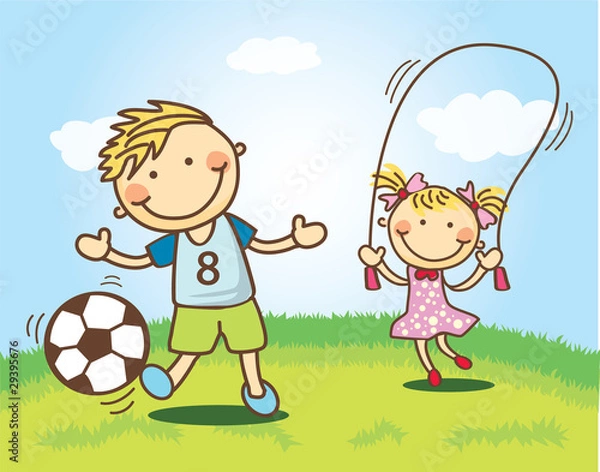 Obraz children playing at field