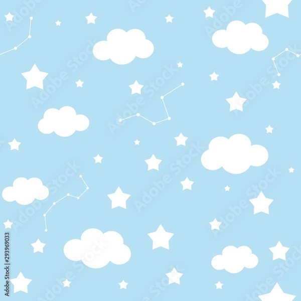 Obraz Seamless clouds in the sky pattern. Cute cartoon style.
