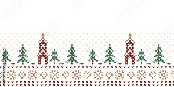 Obraz Vector cross stitch christmas elements seamless