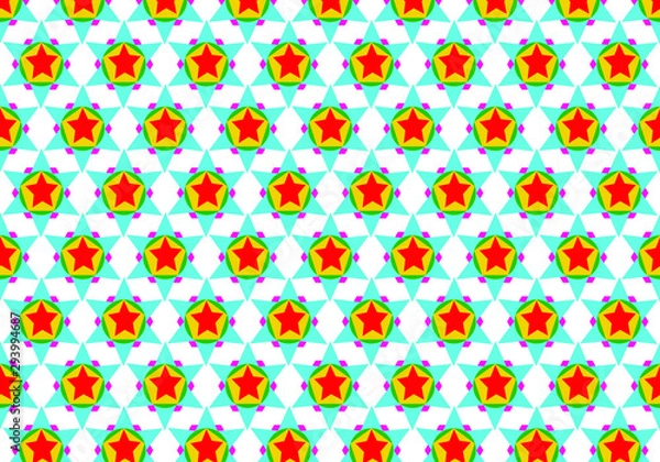 Fototapeta Abstract art work, multicolored star, outstanding red star, background pattern