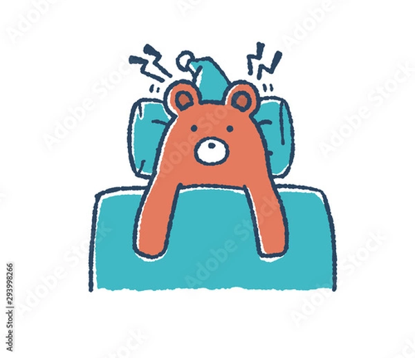 Fototapeta ゆるいクマは物音が気になって寝られない