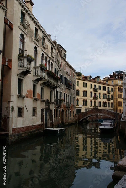 Obraz Venice urban architecture with canals and bay