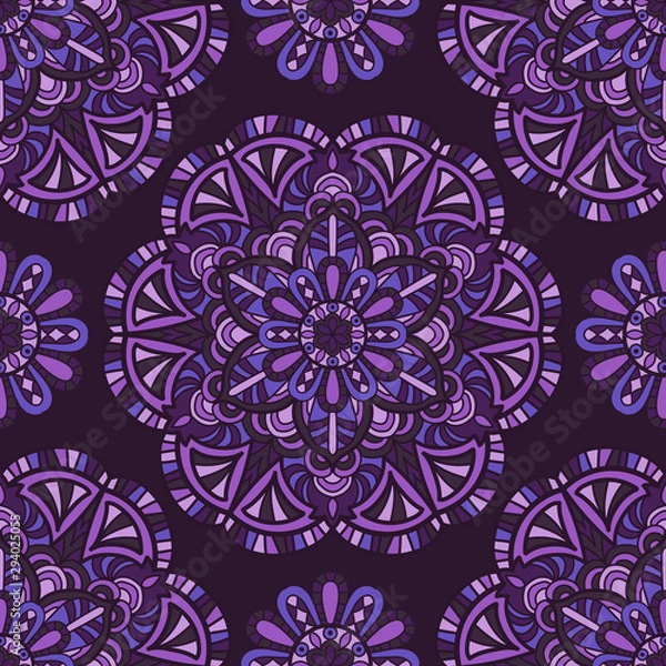 Fototapeta Mandala vector seamless pattern background. Tribal ornament.