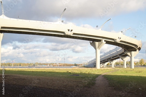 Fototapeta transport overpass on an autumn day