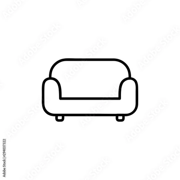 Fototapeta Sofa, couch line icon, outline vector sign, linear style pictogram isolated on white. Furniture symbol, logo illustration