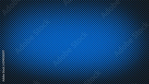 Fototapeta Navy blue retro comic pop art background with dots, cartoon halftone background vector illustration eps10