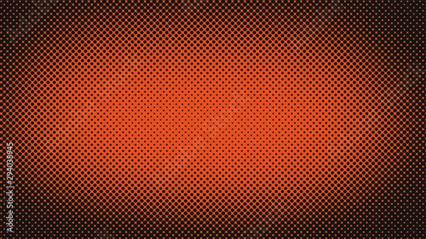 Fototapeta Orange and black retro comic pop art background with dots, cartoon halftone background vector illustration eps10