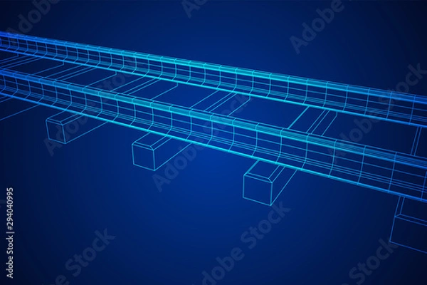 Fototapeta Railway wireframe mesh vector