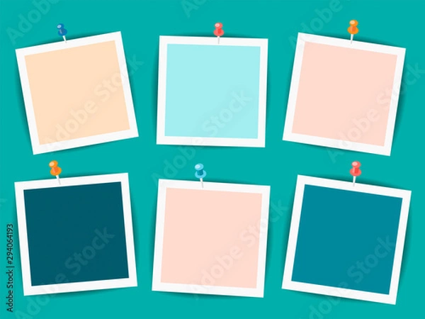 Fototapeta Empty photo frames on a dark turquoise background