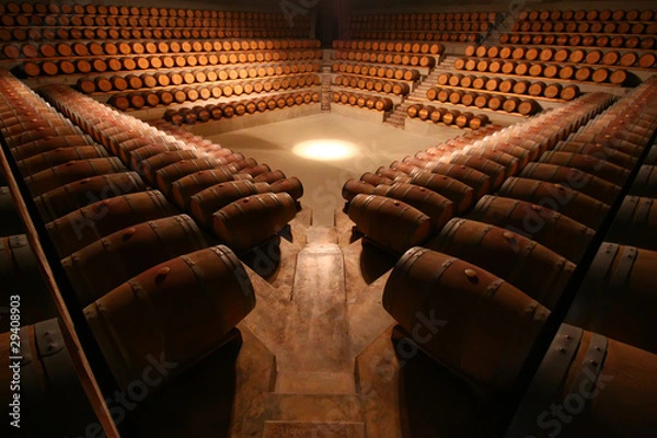 Obraz Wine vats in a big wine cellar, Tuscany - Italy