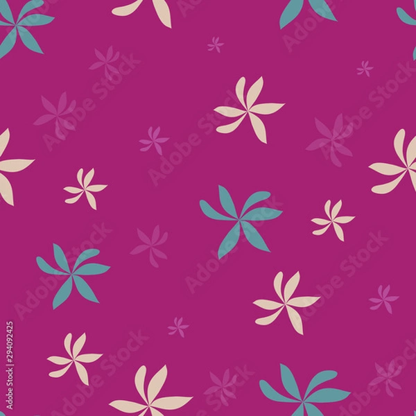Obraz Pinwheel flower scatter, vector repeat pattern purple background, seamless